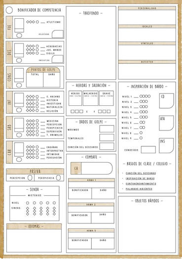 Ficha de D&D + Homebrew